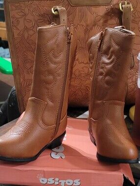 Ositos Kids 6t Brown Western Zip-Detail Cowboy Boots